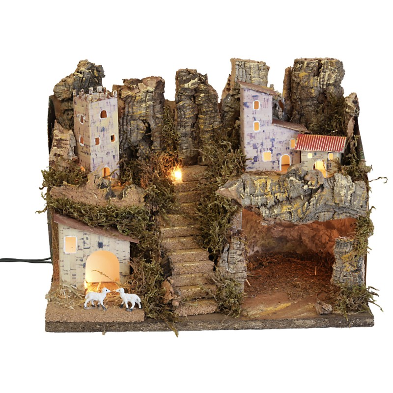 Presepe con luci cm 33x18x24 h