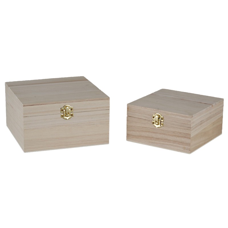 Set of two wooden boxes