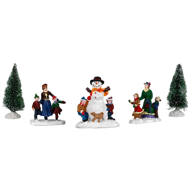 Set de figuritas para pueblo navideño 5 piezas