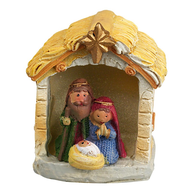 Natività naïf illuminata con led cm 5x4,5x8 h per presepe Mondo