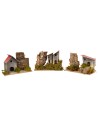 Set of 3 houses measuring 12x5x8 cm (height) for nativity scene by Mondo Presepi