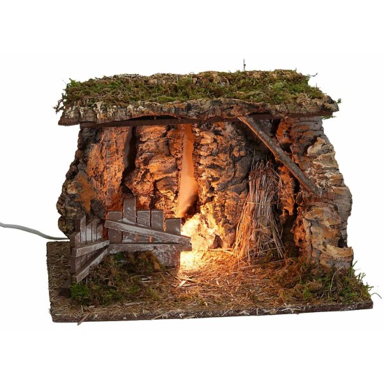 Grotta illuminata cm 39x27x25h per presepe Mondo Presepi