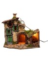 Casa con stalla illuminata cm 36x29x31 h per presepe Mondo