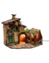 Casa con stalla illuminata cm 36x29x31 h per presepe Mondo