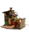 Casa con stalla illuminata cm 36x29x31 h per presepe Mondo