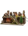 Presepe con luci e fontana funzionante cm 60x35x35 h per