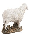 Sheep with head raised in painted resin, Landi economic series.