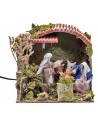 Capanna con Natività in movimento e luce 23x18x29 h per presepe