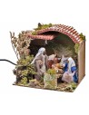 Hut with Nativity in motion and light 23x18x29 h