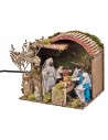 Hut with Nativity in motion and light 23x18x29 h