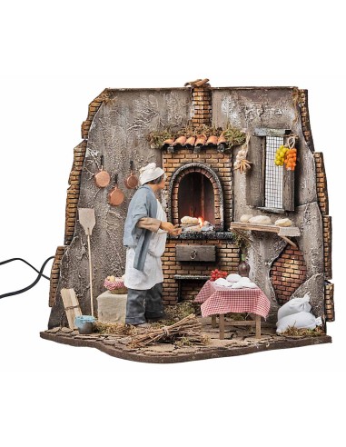 "Baker with fire 12 cm in motion and fire for Mondo nativity scene"