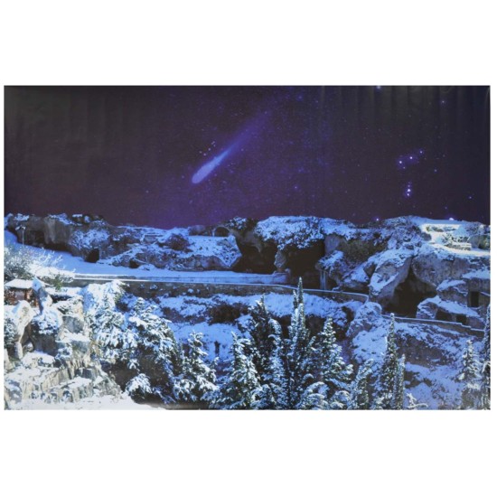 Backdrop with snowy mountains and a comet star 100x70 cm