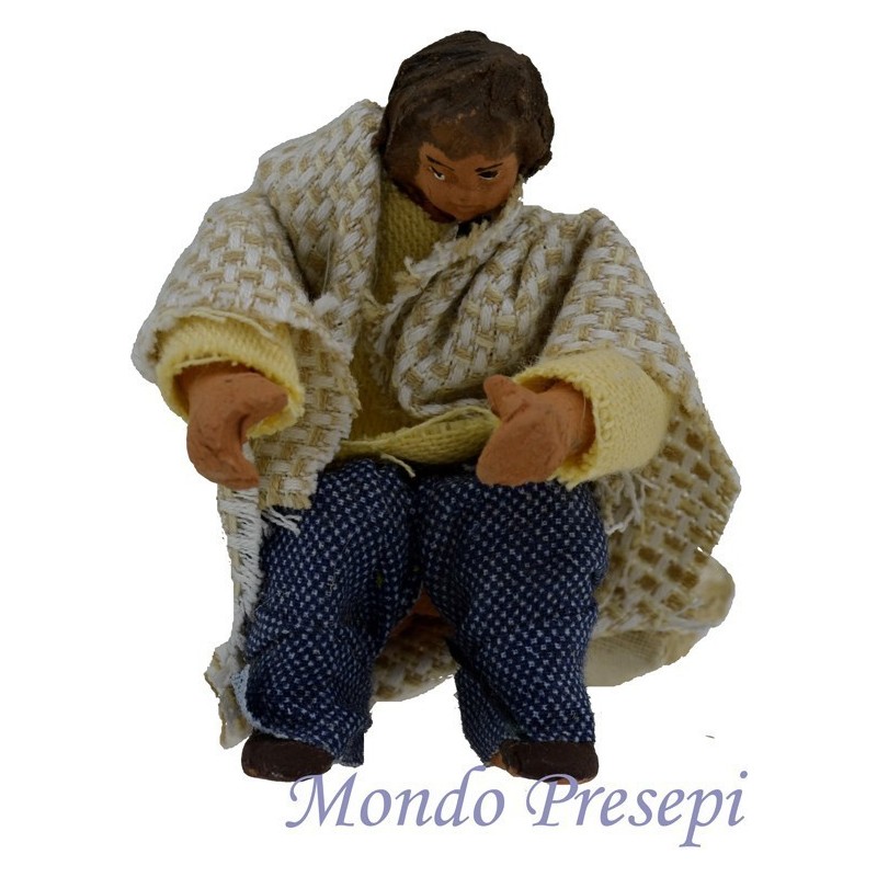 Bambino seduto terracotta vestito snodato Mondo Presepi