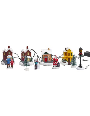 Houses and functional lamppost with batteries for Christmas