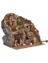 Presepe illuminato completo di cascata e di statue cm 39x30x39h