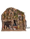 Presepe illuminato completo di cascata e di statue cm 39x30x39h