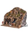 Presepe illuminato completo di cascata e di statue cm 39x30x39h