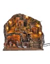 Presepe illuminato completo di cascata e di statue cm 39x30x39h