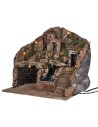 Presepe artigianale illuminato con cascata cm 39x30x39h per