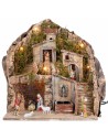 Presepe illuminato con fontana completo di statue 34x27x38h per