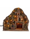 Presepe illuminato con ruscello e asino in movimento 58x40x54h