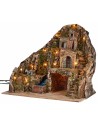 Presepe illuminato con ruscello e asino in movimento 58x40x54h