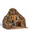 Presepe illuminato con ruscello e asino in movimento 58x40x54h