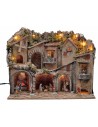 Presepe illuminato con archi, forno, mulino e balconi 70x48x60h