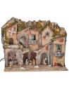 Presepe illuminato con archi, forno, mulino e balconi 70x48x60h