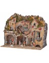 Presepe illuminato con archi, forno, mulino e balconi 70x48x60h