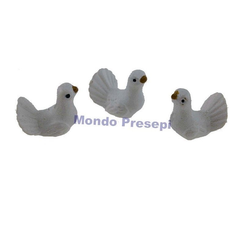 Conjunto de 3 palomas blancas de 2 cm Mundo Pesebres