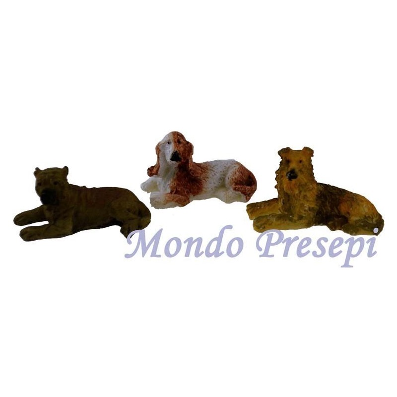 Conjunto de 3 perros de resina de 3,5 cm Mundo Pesebre