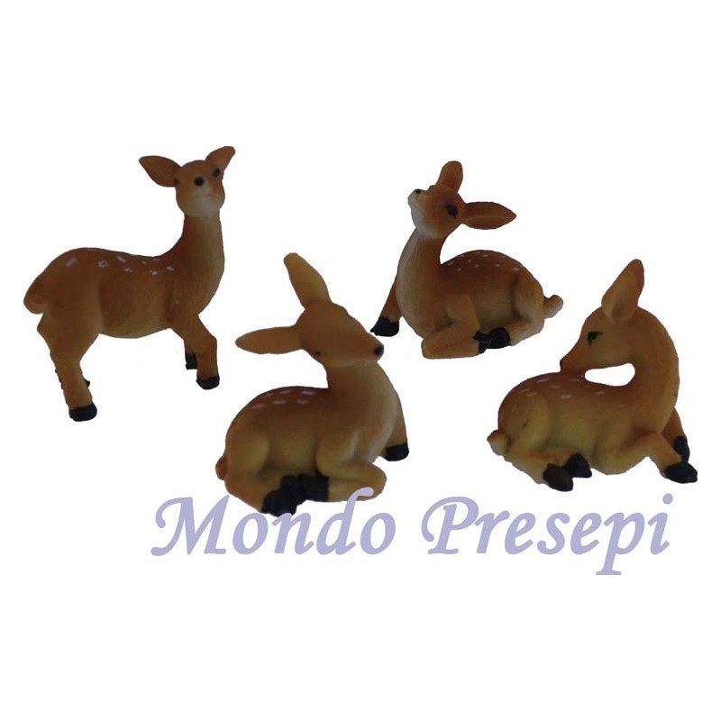 Set of 4 deer cm 4.5 in resin