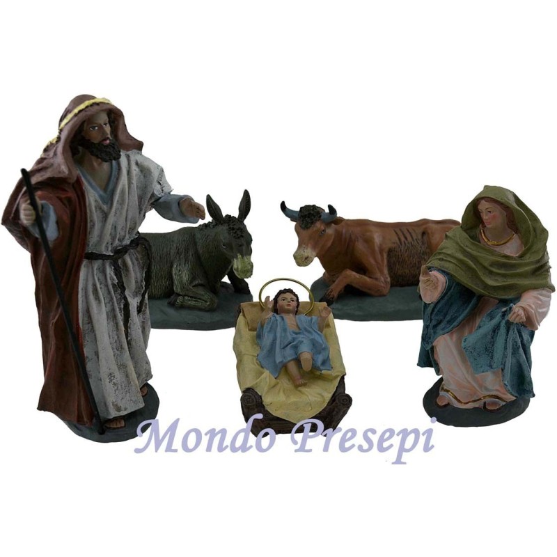 Natividad en resina de 20 cm set de 5 piezas Mundo Pesebres