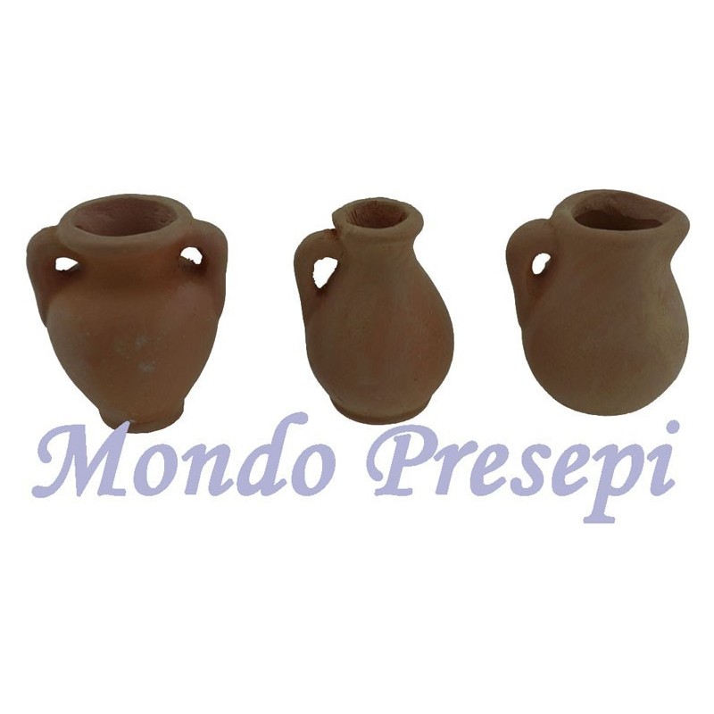 Conjunto de 3 ánforas de 3 cm en terracota Mundo Pesebres