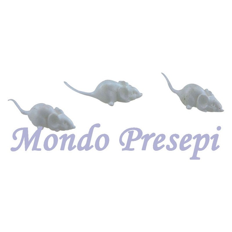 Set 3 topolini bianchi Mondo Presepi