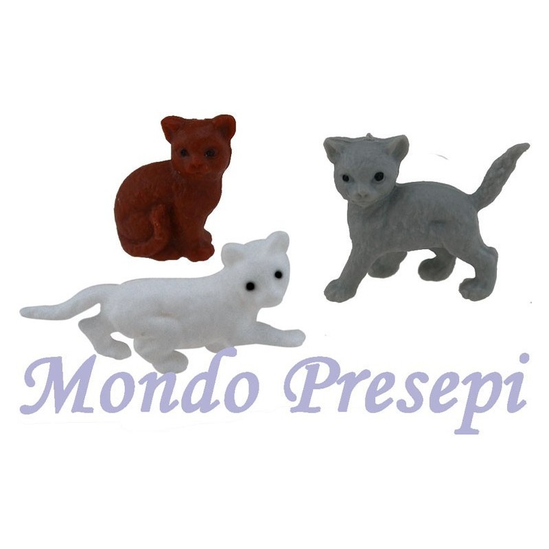 Conjunto de 3 gatos en PVC de 2,5-3 cm Mundo Pesebres