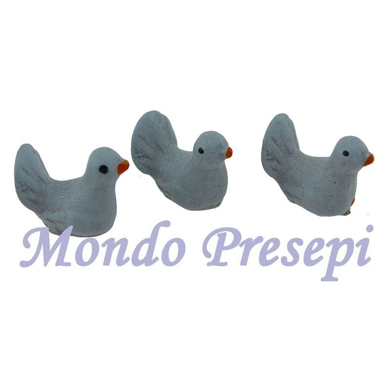 Conjunto de 3 palomas grises de 1,2 cm Mundo Pesebres