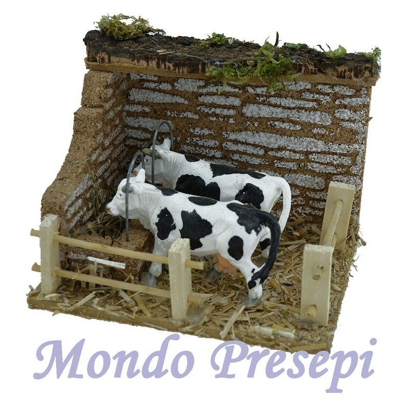 Stalla con mucche 12x9x9 Mondo Presepi