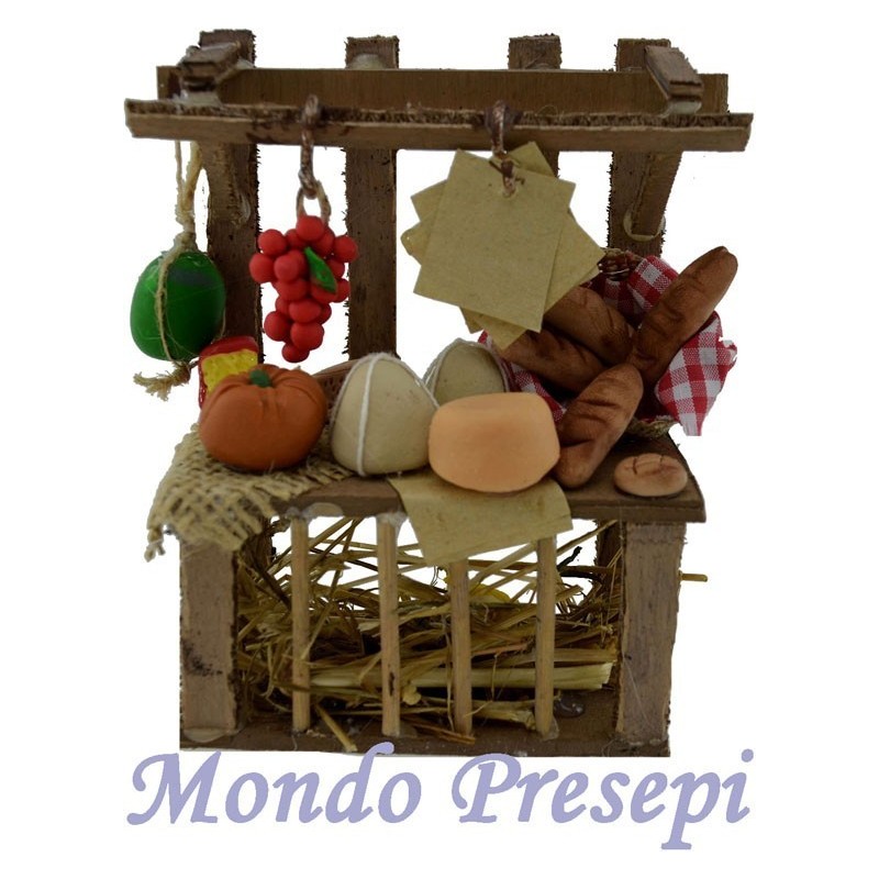 Banco presepe con alimenti -bancarelle presepe Mondo Presepi