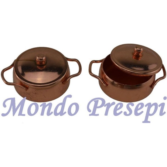 Set of 2 copper pots ø 3 cm