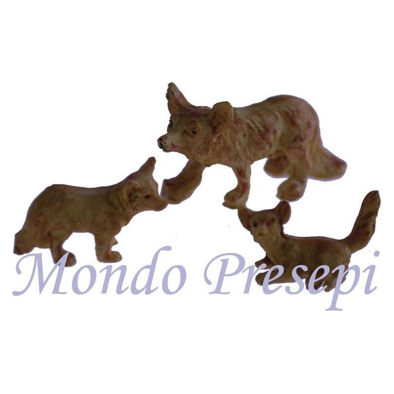 Conjunto de 3 lobos de resina Mondo Presepi