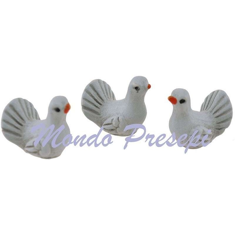 Set of 3 doves gray cm 2