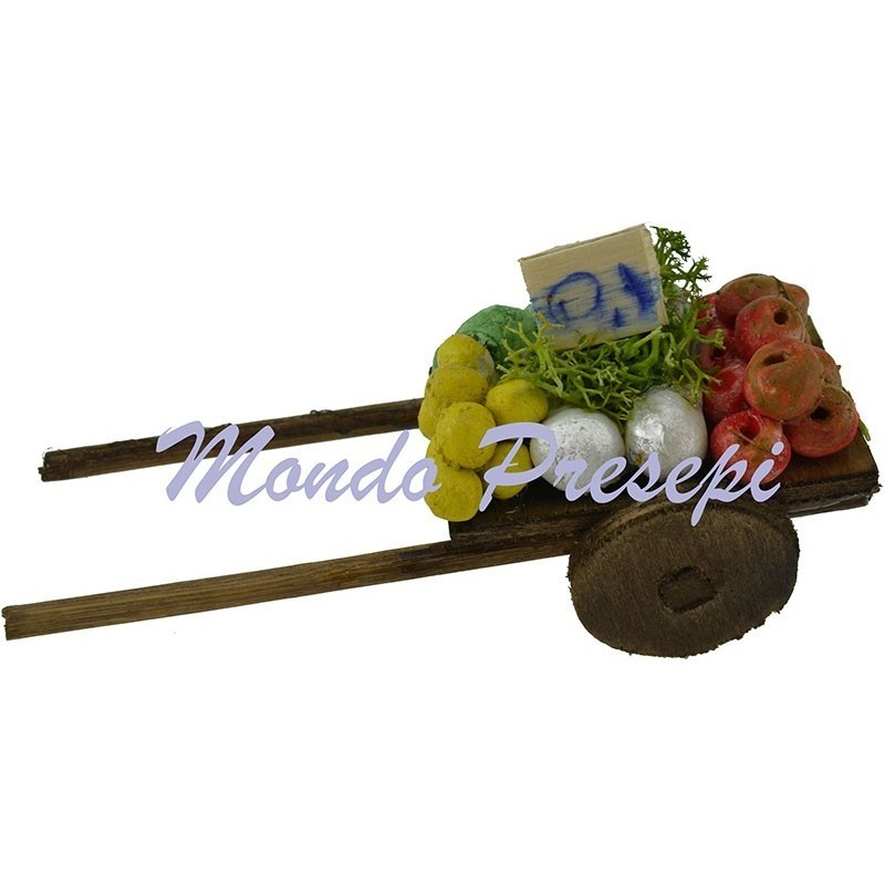 Carrito de madera con frutas y verduras Mundo Pesebres