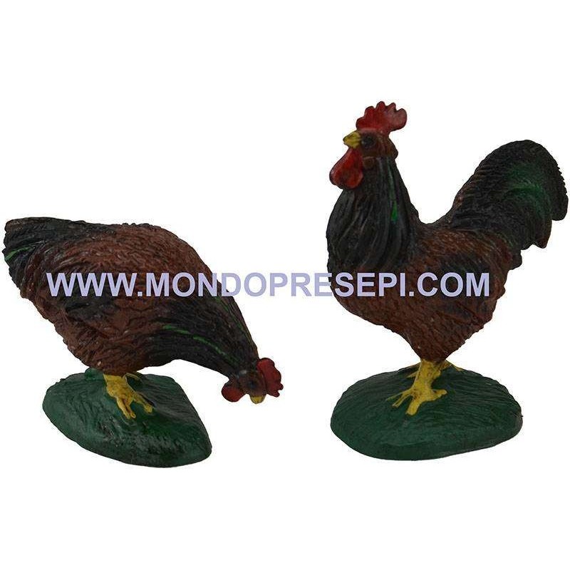 Gallo y gallina para estatuas de 15 cm Mundo Pesebres