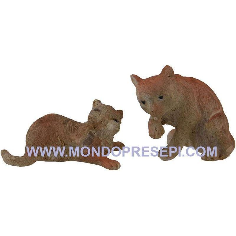 Conjunto de 2 gatos de resina 2-3 cm Mundo Belenes