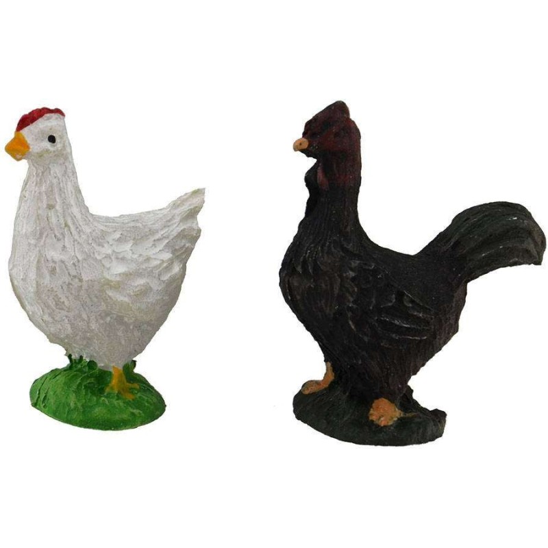 Conjunto de 2 gallinas de 3,5-4 cm Mundo Pesebres