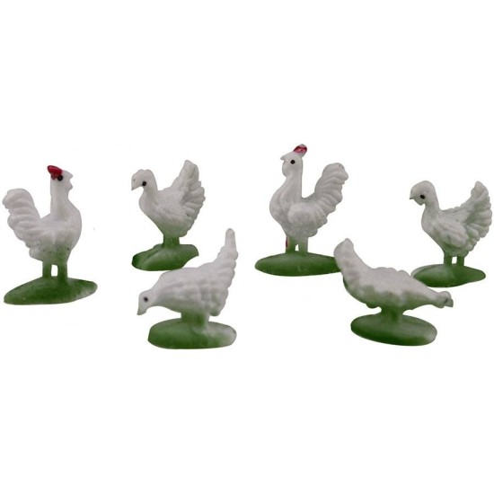 Conjunto de 6 gallinas de 1,5 cm Mundo Pesebre