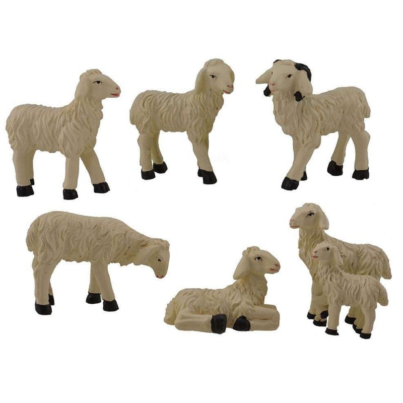 Set of 6 resin sheep for statues h. 10 cm